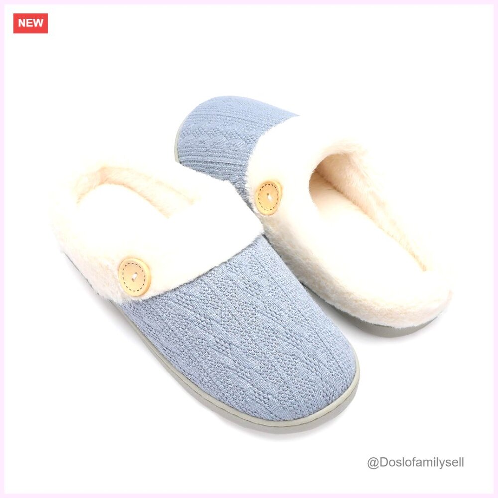 Memory Foam Slippers With Faux Fur Lining, Anti-Skid Sole, Indoor Outdoor